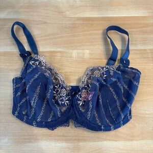 CURVY KATE Women's 32 I Blue Embroidered Lace Sexy Adjustable Lingerie Strap Bra